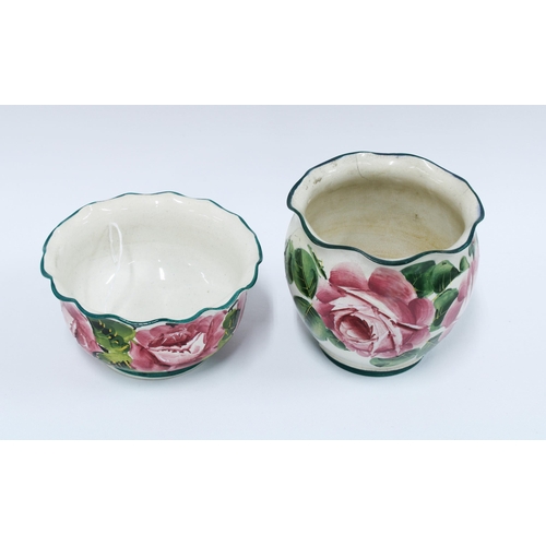 115 - Wemyss Ware Cabbage rose pattern planter and another of smaller size (2) 12 x 12cm.