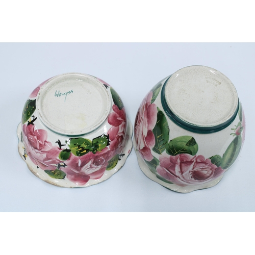 115 - Wemyss Ware Cabbage rose pattern planter and another of smaller size (2) 12 x 12cm.