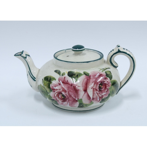 125 - Wemyss Ware cabbage rose teapot and a Wemyss bowl (2) 20cm.