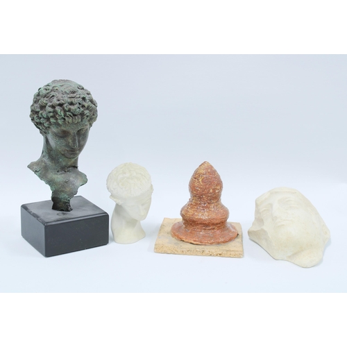 127 - A group of stone and composition Classical head figures, etc (4) 22cm.