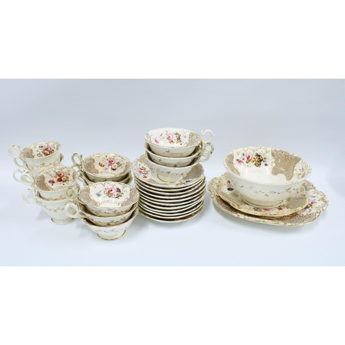 148 - Rockingham porcelain part teaset (approx 27) 27cm.