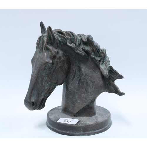 157 - Modern faux bronze Horse Head sculpture, 22 x 20cm.