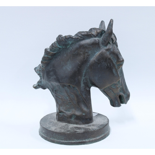 157 - Modern faux bronze Horse Head sculpture, 22 x 20cm.