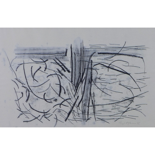 172 - Nerys A Johnson, 'River : Split' monoprint, signed in pencil and dated '75, framed under glass, 53 x... 