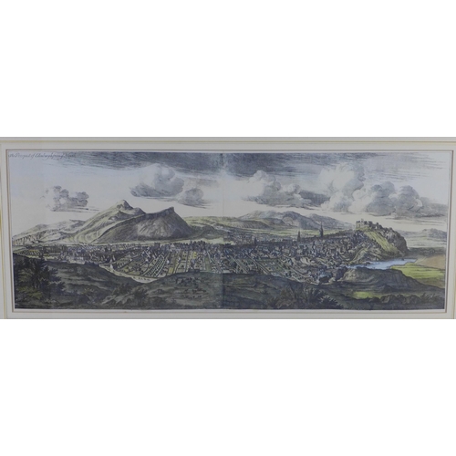 174 - The Prospect of Edinburgh from the North,  coloured print, framed under glass, 80 x 30