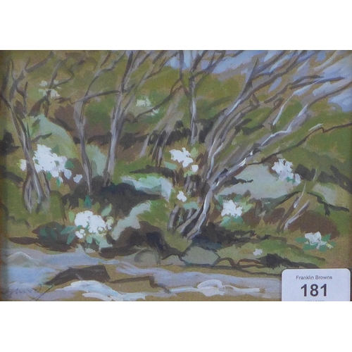 181 - Wendy Wood (Scottish 1892-1981) 'Spring', gouache, signed and framed under glass, 20 x 15cm