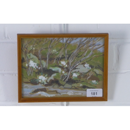 181 - Wendy Wood (Scottish 1892-1981) 'Spring', gouache, signed and framed under glass, 20 x 15cm