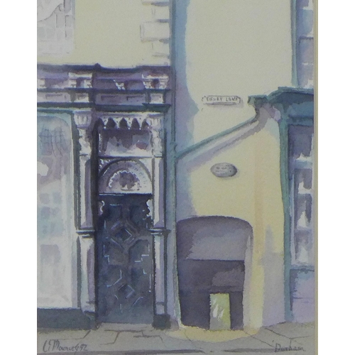 187 - CE Mouncey, Drury Lane, Durham, watercolour, signed and dated '92, framed under glass, 15 x 20cm