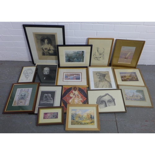 199 - Quantity of framed prints and other artworks, (a lot)