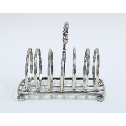 2 - Early 20th century silver toast rack, Birmingham 1910, 14cm