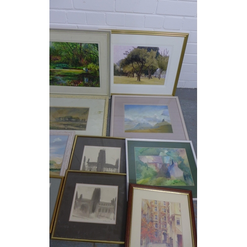 200a - Quantity of artworks to include pastels, watercolours, etc, all framed under glass (a lot)