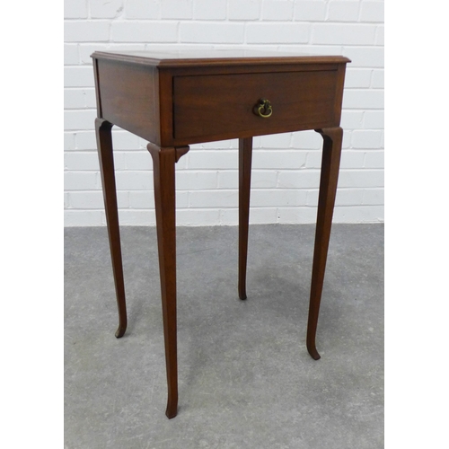 216 - Mahogany side table with a single frieze drawer and slender cabriole legs,  69 x 40 x 35cm.