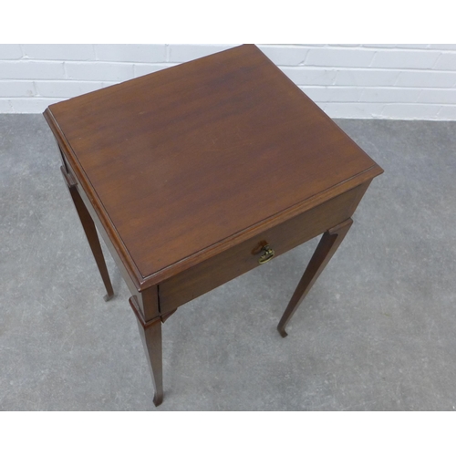 216 - Mahogany side table with a single frieze drawer and slender cabriole legs,  69 x 40 x 35cm.