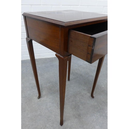 216 - Mahogany side table with a single frieze drawer and slender cabriole legs,  69 x 40 x 35cm.