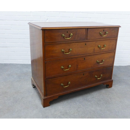 227 - Georgian mahogany chest, rectangular top with moulded edge over two short and three long drawers, on... 