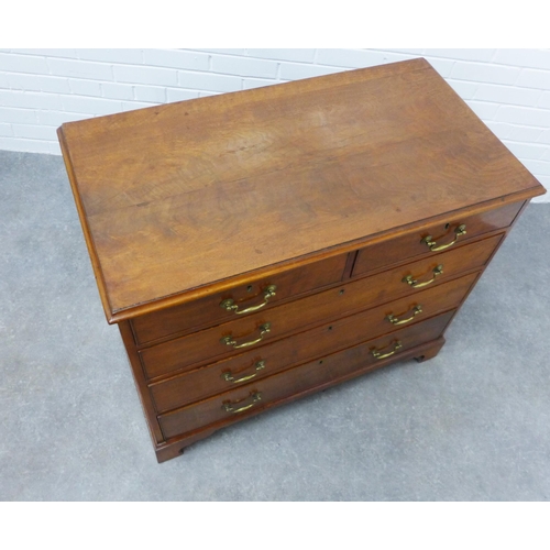 227 - Georgian mahogany chest, rectangular top with moulded edge over two short and three long drawers, on... 