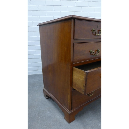 227 - Georgian mahogany chest, rectangular top with moulded edge over two short and three long drawers, on... 