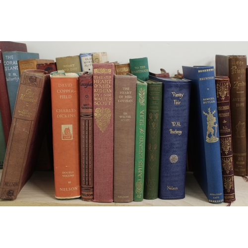 230 - A collection of antiquarian books and novels, to include Walter Scott, Dickens, Bronte, Jane Austen ... 