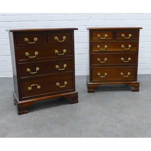 242 - Pair of modern mahogany bedside chests. of traditional form, raised on ogee bracket feet,  68 x 56 x... 