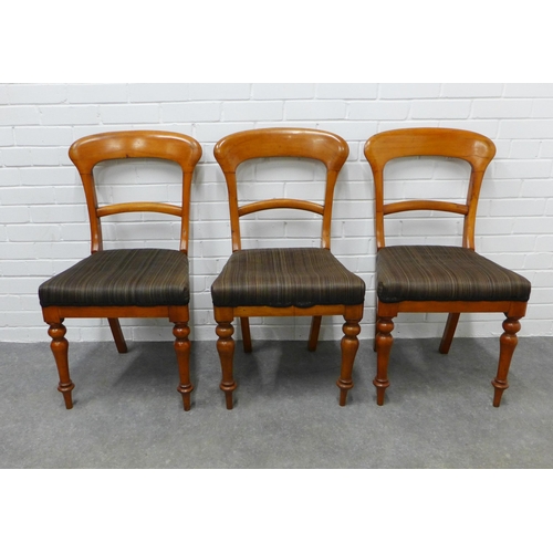 245 - Set of three Victorian balloon back chairs with horsehair upholstered seats,  90 x 48 x 40cm. (3)