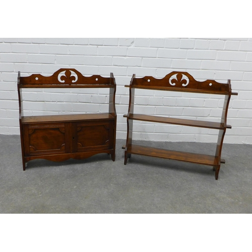 248 - Mahogany wall shelf together with another. 61 x 66cm. (2)