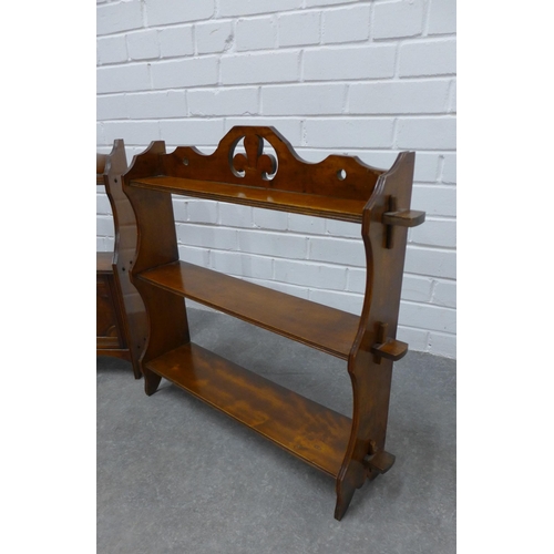 248 - Mahogany wall shelf together with another. 61 x 66cm. (2)