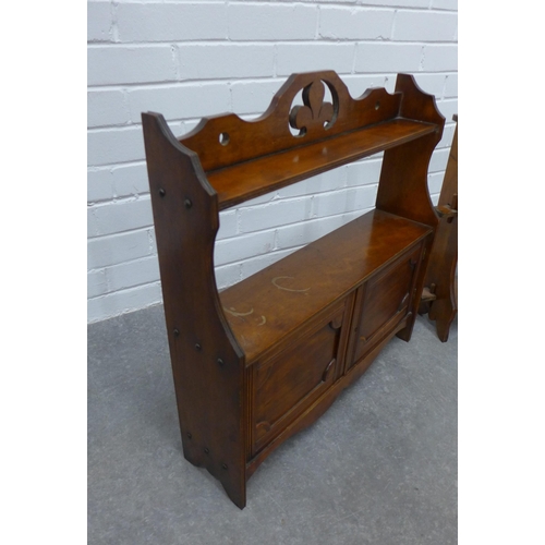 248 - Mahogany wall shelf together with another. 61 x 66cm. (2)