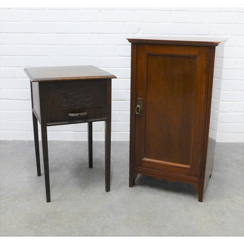 249 - Mahogany pot cupboard together with a small sewing worktable. 77 x 42 x 37cm. (2)