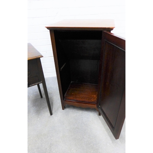 249 - Mahogany pot cupboard together with a small sewing worktable. 77 x 42 x 37cm. (2)