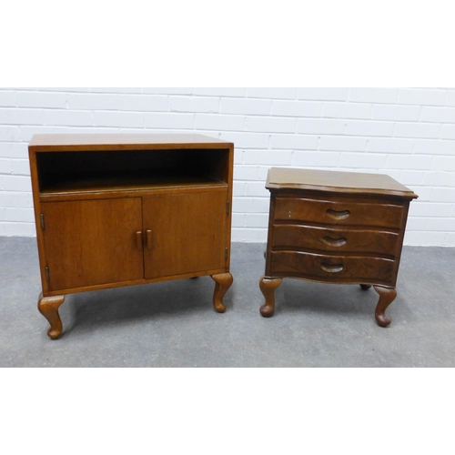 254 - Serpentine three drawer cabinet together with a side cabinet both with cabriole legs, . 57 x 58 x 36... 