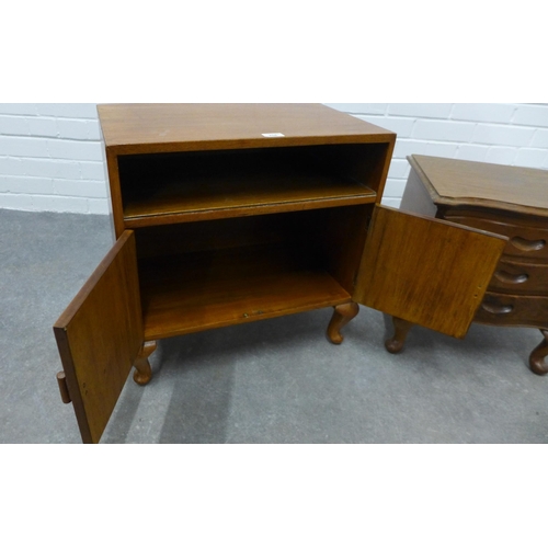 254 - Serpentine three drawer cabinet together with a side cabinet both with cabriole legs, . 57 x 58 x 36... 