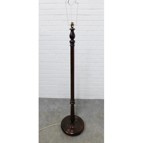 255 - Mahogany standard lamp. 140cm.