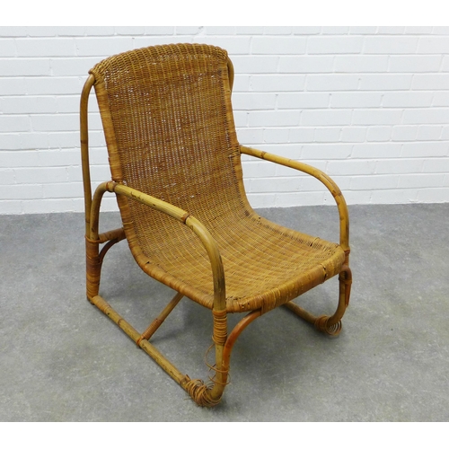 258 - Early 20th century Canework open armchair. 82 x 50cm.