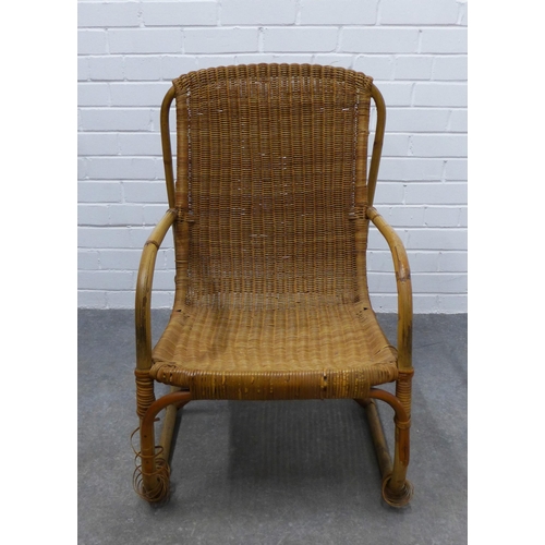 258 - Early 20th century Canework open armchair. 82 x 50cm.