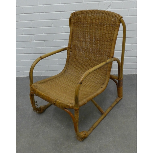 258 - Early 20th century Canework open armchair. 82 x 50cm.