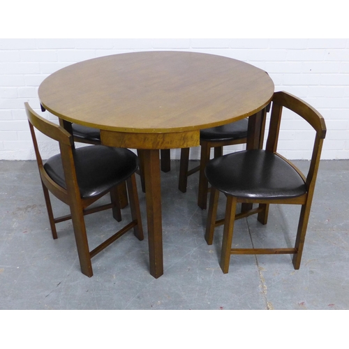 261 - Retro dining table (76 x 105cm), together with a set of four chairs with faux vinyl seats, modelled ... 