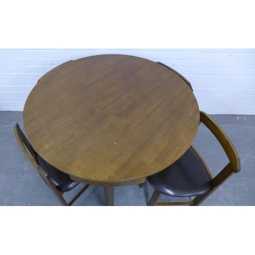 261 - Retro dining table (76 x 105cm), together with a set of four chairs with faux vinyl seats, modelled ... 