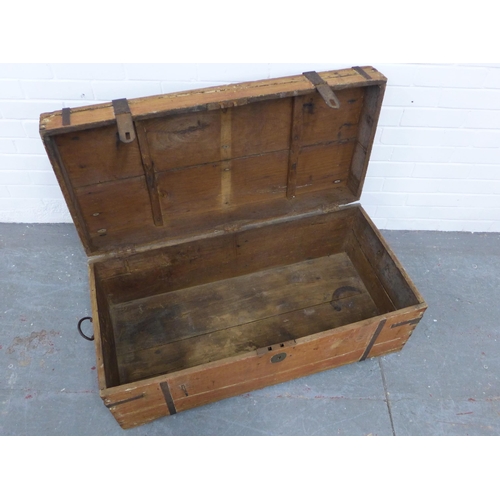 268 - An iron bound bound trunk with handles, a/f 39 x 96 x 47cm