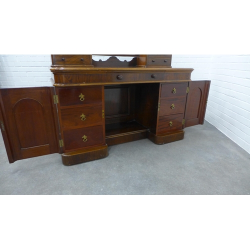 293 - Victorian mahogany and rosewood dressing table with Duchess style top and mirror, flanked by jewel d... 