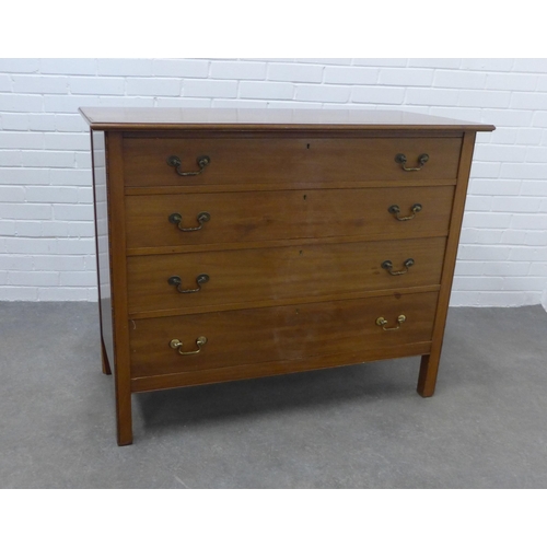 298 - Mahogany chest with four long drawers. 92 x 114 x 53cm.