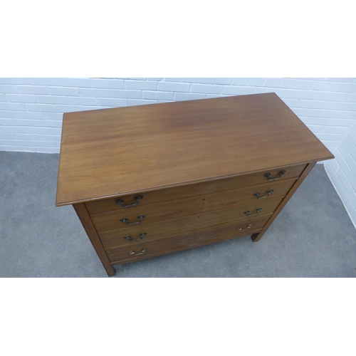 298 - Mahogany chest with four long drawers. 92 x 114 x 53cm.