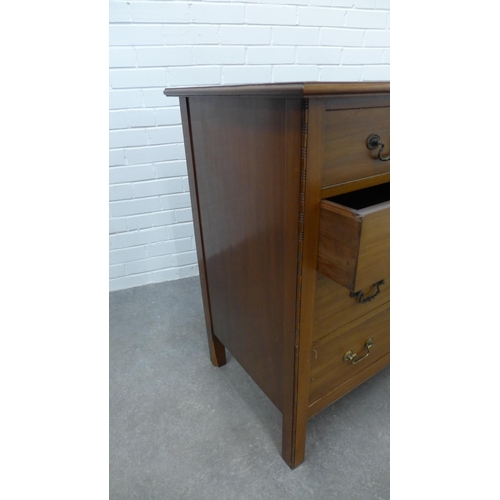 298 - Mahogany chest with four long drawers. 92 x 114 x 53cm.