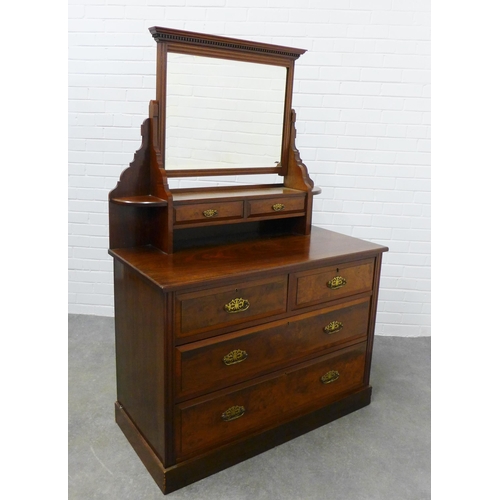 300 - Mahogany & walnut dressing table chest. 160 x 106 x 50cm.