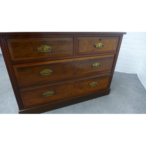 300 - Mahogany & walnut dressing table chest. 160 x 106 x 50cm.