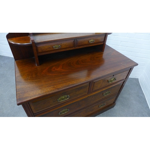 300 - Mahogany & walnut dressing table chest. 160 x 106 x 50cm.