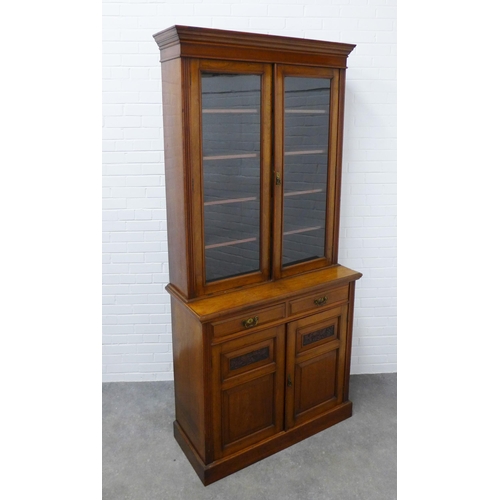 303 - Late 19th / early 20th century mahogany bookcase cabinet. 229 x 107 x 44cm.