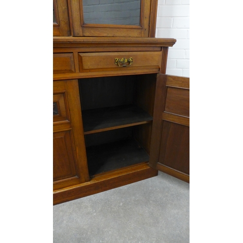 303 - Late 19th / early 20th century mahogany bookcase cabinet. 229 x 107 x 44cm.