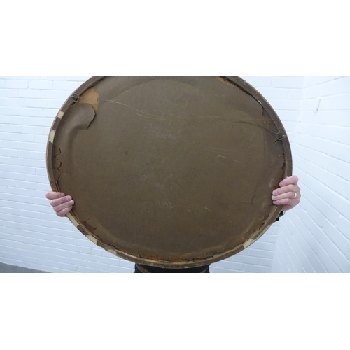 304 - Gilt gesso framed oval wall mirror. 66 x 75cm. (a/f)