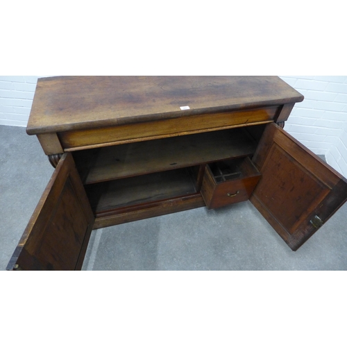 305 - 19th century mahogany credenza with a long frieze drawer over a pair of panelled cupboard doors, ope... 