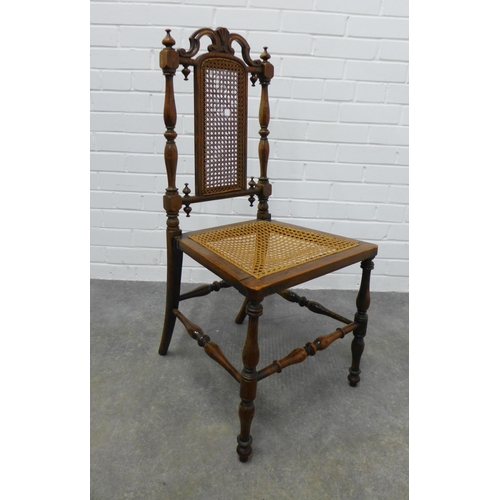 307 - Side chair with canework back and seat. 93 x 42 x 38cm.